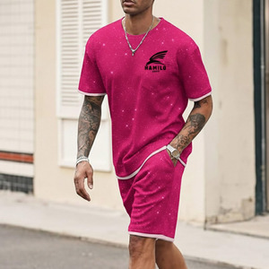 Ensemble deux pièces pour homme, couleur personnalisée, respirant, avec logo, comprenant un t-shirt et un short - Product Image 3