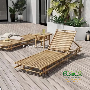 Chaise longue en bambou naturel pour l'extérieur, lit de soleil pour jardin, bord de piscine, plage, hôtel, patio et loisirs Eco2go Vietnam - Product Image 4
