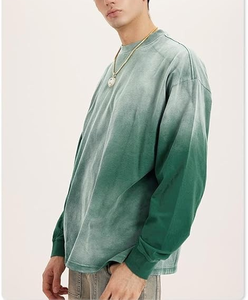 Sweat-shirt vintage délavé à l'acide pour homme, col rond oversize, pull élégant à manches longues, vente directe d'usine, logo personnalisé OEM - Product Image 2