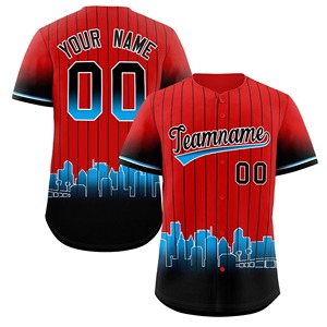Maillot de baseball personnalisé à manches courtes, respirant, avec ourlet dégradé classique pour les vêtements de sport d'équipe, uniforme de baseball - Product Image 1