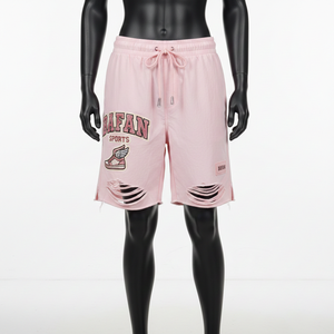 Shorts cortavientos para mujer, tela de nailon premium, color rosa sólido, ajuste casual, logotipo bordado en chenilla, shorts personalizados para mujer - Product Image 6