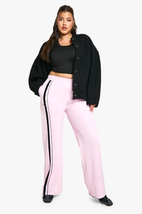 Pantalones deportivos de mujer, color rosa, con franja lateral de tricot, tejido de felpa suave, pantalones de chándal para mujer, pantalones y pantalones de vestir para mujer, más vendidos. - Product Image 2
