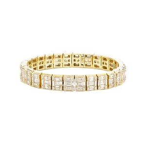 Rose Gold Plated Diamond Emerald Cut Tennis Bracelet Channel Setting Women's Luxury Geometric Wedding Jewelry - Product Image 2
