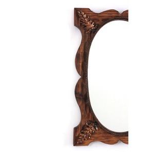 Traditional Wooden Oval <b>Wall</b> Mirror With <b>Leaf</b> Carving Handmade <b>Decorative</b> Frame - Product Image 2