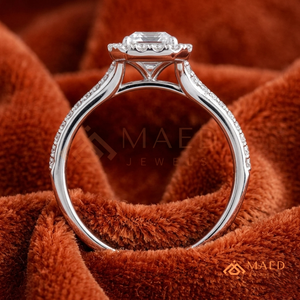 แหวนหมั้นเงินแท้ 925 ทรง Asscher Cut ประดับเพชร CZ แบบ Halo ดีไซน์สวยหรูสำหรับผู้หญิง - Product Image 3