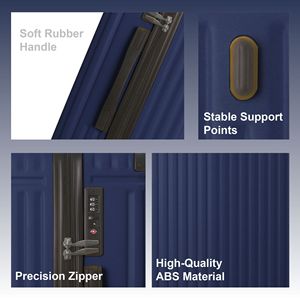 Set Valigie Premium Blu in ABS a 3 Pezzi - Valigie da 20", 24", 28" con Manico Multi-Posizione, Ruote Silenziose Girevoli, Approvato TSA - Product Image 3
