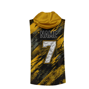 Ensemble Maillot sans Manches à Capuche et Short Assorti pour Garçons, Football 7v7, Imprimé Abstrait Brossé, Nom et Numéro de Joueur Personnalisables - Product Image 4