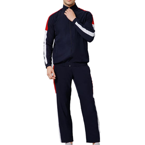 Conjunto Deportivo de Invierno para Hombre, 2 Piezas, Sudadera con Cierre y Pantalones Deportivos, Estampado Informal - Product Image 1