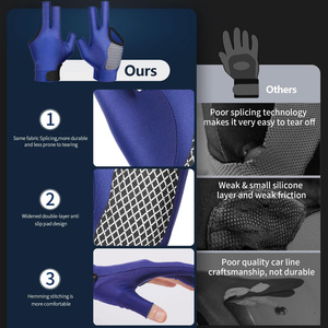 Meilleur fournisseur de gants de snooker, sangle réglable, qualité respirante, design personnalisé, polyester, gants de snooker pas chers - Product Image 2