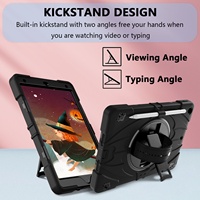 Casing iPad 10.2 (2019-2021) B Max Shockproof Rugged, Ramah Anak, Anti-Gores, dengan Penyangga Putar dan Tali Pegangan