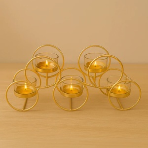 Durability Metal Candle Holder Spray Printing Handcrafted Glass for Home Decor Living Room Dining Area Events Includes Candle - Product Image 4