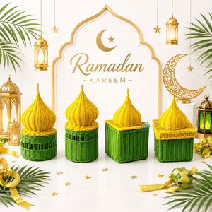 Hot Sale Sustainable Handwoven Natural Rattan Mosque Shape Ramadan <b>Gift</b> Basket With Lid <b>Eid</b> Candy Container Handwoven Bulk OEM - Product Image 1