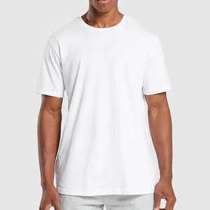 T-shirt en coton gris à manches courtes pour homme, col rond, coupe classique, jersey tricoté, couleur unie - Product Image 5