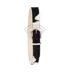 Cinturón de Cuero Genuino con Estampado de Vaca de Alta Calidad Personalizado para Mujer, Cinturón de Cintura de Cuero con Estampado Animal de Lujo con Hebilla Plateada - Product Image 3