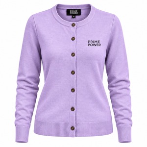 เสื้อคาร์ดิแกนไหมพรมสำหรับผู้หญิง แบรนด์ Prime Power รุ่นคลาสสิค คอทรงกลม ติดกระดุม แขนยาว เหมาะสำหรับใส่ลำลอง ขายส่ง - Product Image 1