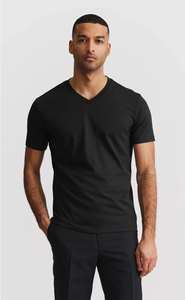 Camiseta Negra de Cuello en V para Hombre, 100% Algodón, Casual, Manga Corta, Secado Rápido, Transpirable, Ropa de Calle de Verano, Uso Diario, Suave - Product Image 4