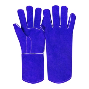 Gants de soudage robustes en cuir de vachette pleine fleur, paume de hockey, résistants à la chaleur et à l'abrasion, épais, pour usage industriel - Product Image 3