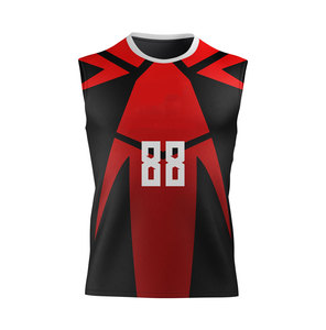 Conjunto de Uniforme de Voleibol Sublimado Personalizado Rojo y Negro 88 Jugadores Unisex Deportivo Sin Mangas Compresión para Todas las Temporadas - Product Image 2