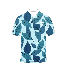 Men’s Sky Blue Tropical Leaf Print Polo Shirt Casual Short Sleeve Summer Fashion Golf Tee - Product Image 4