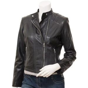 Chaquetas de Cuero para Mujer, Diseño de Primera Calidad en Color Sólido Personalizable, Producto de Alta Calidad - Product Image 1