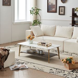 Rectangular Metal Frame Coffee Table for Living Room Open Space Center and <b>Side</b> Tables - Product Image 1