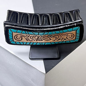 Pince à cheveux en cuir de vachette sculpté à la main, motif floral vintage 2026, style western, accessoire de coiffure pour femme - Product Image 4