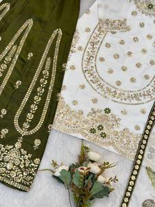 100% Pure Georgette <b>Silk</b> <b>Fabric</b> Heavy Embroidery Sequence Work Traditional Look Design Anarkali Salwar Suit Party Wholesale - Product Image 6