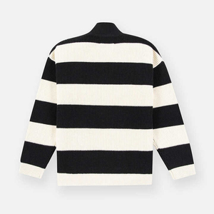 AL SWANS INTERNATIONAL Pull à col rond pour homme en polyester/coton rayé, tricoté, séchage rapide, anti-plis, personnalisable, manches longues - Product Image 6