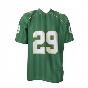 Custom Green <b>Mesh</b> V-neck Short Sleeve <b>Plus</b> <b>Size</b> Jersey Striped Athletic Shirt Team Wear Gold Star Accent American Football - Product Image 1