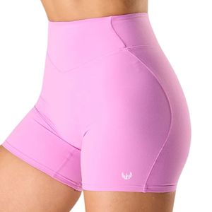Shorts de compression taille mi-haute roses pour femmes, respirants et extensibles, pour la gym, la course, le yoga, l'entraînement, le fitness, les activités sportives, avec logo - Product Image 4