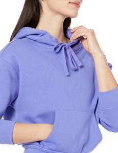 <b>Women's</b> Oversized Hoodie Solid Color Cotton Blend Canvas Pullover Pockets Short Length Winter Wear Lined <b>V</b>-<b>neck</b> Quick Dry - Product Image 5