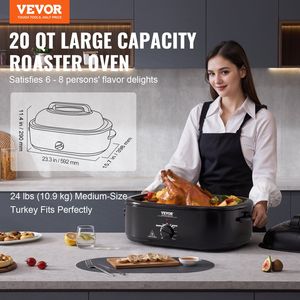 Horno Asador Eléctrico de 1450W y 20QT para Pavo con Tapa Autorecaldante y Función de Descongelación/Calentamiento Ajustable - Product Image 2