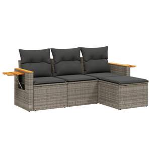 Conjunto de Sofás Modulares de Jardín en Ratán Gris, Diseño Estándar, Muebles de Exterior, Resistentes al Agua, con Cojines de Espuma de Alta Densidad - Product Image 2