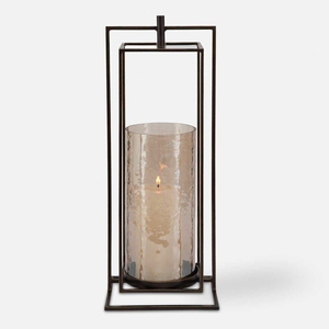 Porte-bougie Hurricane de table au design élégant avec base en acrylique, décoration pour la maison et les mariages, supports de bougies plaqués or faits à la main - Product Image 3