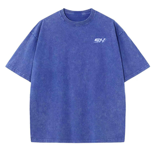 เสื้อยืดคอกลมสำหรับผู้ชายซักด้วยกรดเสื้อยืดผ้าฝ้ายแบบลำลองทรงพอดีตัวสำหรับผู้ชายเสื้อยืดโอเวอร์ไซส์ผ้าฝ้าย100% - Product Image 1