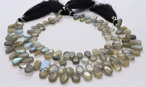 ลูกปัดลาบราดอไรต์สีน้ำเงินธรรมชาติทรงลูกแพร์เรียบเนียน ขนาด 9 นิ้ว ขนาดเม็ด 6x9 ถึง 7x11 มม. ลาบราดอไรต์คุณภาพสูง - Product Image 5