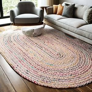 Tapis en jute réversible fait main, écologique, moderne, kilim vintage, multicolore, tissé, décoration de mariage, tapis de sol - Product Image 1