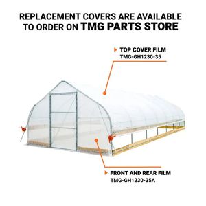 Telo in EVA trasparente da 6 mil per serra, 12FT X 30FT, per serra di coltivazione, serra a freddo, con pareti avvolgibili a manovella e tetto a punta, adatto per fattorie verticali - Product Image 3