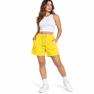 Pantalones cortos blancos personalizados de algodón, estilo francés, de felpa, casuales, tipo jogger, de cintura alta, para gimnasio, hasta la rodilla, de corte holgado, OEM. - Product Image 5