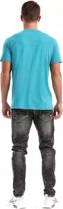 T-shirt basique décontracté pour homme, col en V, couleur cyan turquoise chiné, coupe ajustée, manches courtes, uni - Product Image 3