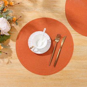 Set di 6 tovagliette rotonde intrecciate da 15 pollici per autunno, lavabili, antiscivolo, in poliestere, per cucina e sala da pranzo - Product Image 1