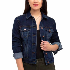 Custom Trendy Women's Stone Washed <b>Cropped</b> <b>Denim</b> <b>Jacket</b> Fashion Streetwear Ladies Jean <b>Jacket</b> Casual Cotton <b>Denim</b> Outerwear - Product Image 1