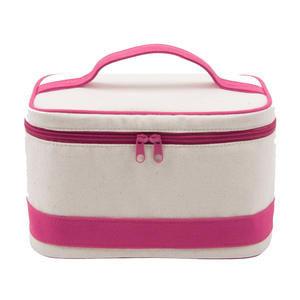 Trousse de maquillage en polyester, organiseur de cosmétiques de voyage portable, pochette à fermeture éclair de grande capacité, poignée souple pliable et étanche pour - Product Image 5