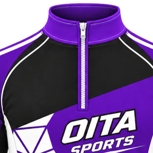 Purple Black Quarter Zip Training <b>Jacket</b> Long Sleeve Athletic Sportswear Custom Team <b>Workout</b> Running Performance Sports Top - Product Image 3