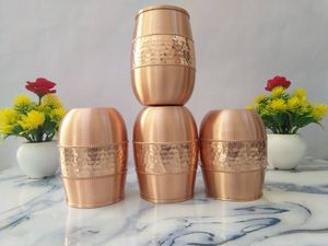 Vasos de cobre premium, elegantes vasos metálicos para servir agua, jugo, cócteles, duraderos y reutilizables para cocina y bar. - Product Image 6