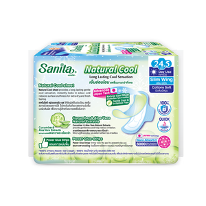 Toallas Sanitarias Sanita Natural Cool de 24.5cm con Alas, Alta Absorbencia, Uso Diurno, Refrescantes, Transpirables e Hipoalergénicas - Product Image 2