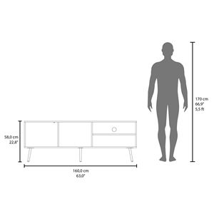 Mobile TV Vulcan da 63 Pollici in Nero Wengue, Arredamento per Soggiorno con Un Armadietto, Tre Ripiani Aperti e Gestione Cavi - Product Image 4
