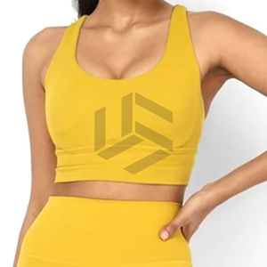 Ensemble de yoga pour femme couleur unie avec logo frontal, respirant et écologique, nouveau style, best-seller, ensemble 2 pièces en Spandex/Polyester taille haute - Product Image 5