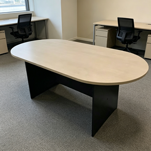 Oval <b>Extendable</b> Knocked-down Convertible Conference <b>Table</b> MDF Top Metal <b>Legs</b> Modern Design Commercial Office Furniture 8 Seater - Product Image 1