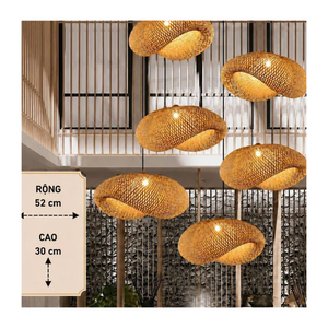 Lampe suspendue en rotin tressé à la main, en fibres naturelles, éclairage décoratif écologique pour la maison, l'hôtel, le restaurant - Product Image 5